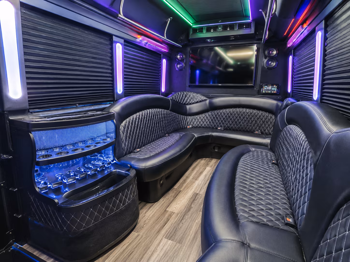 Irvine Private Event Transportation party bus exterior