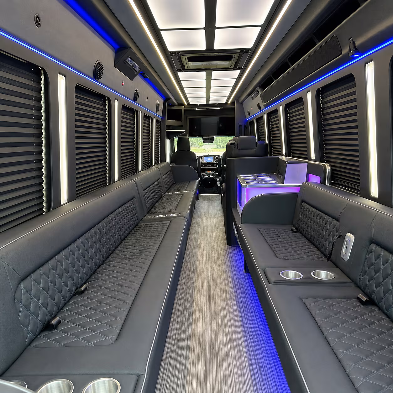 Irvine Private Event Transportation party bus interior