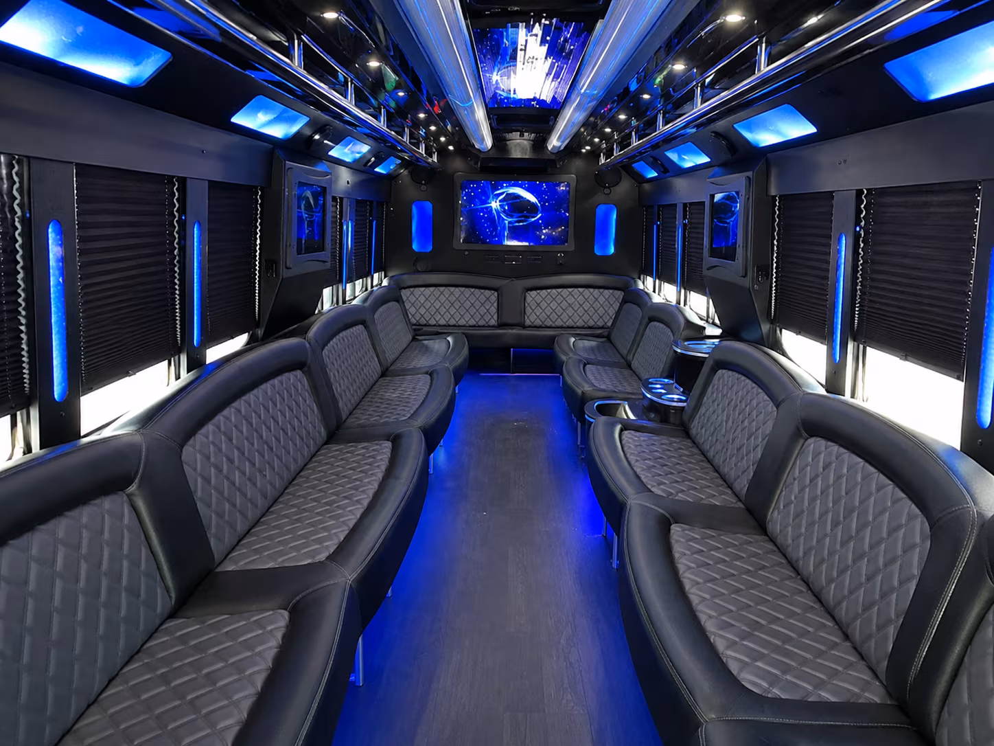 Irvine Private Event Transportation party bus exterior