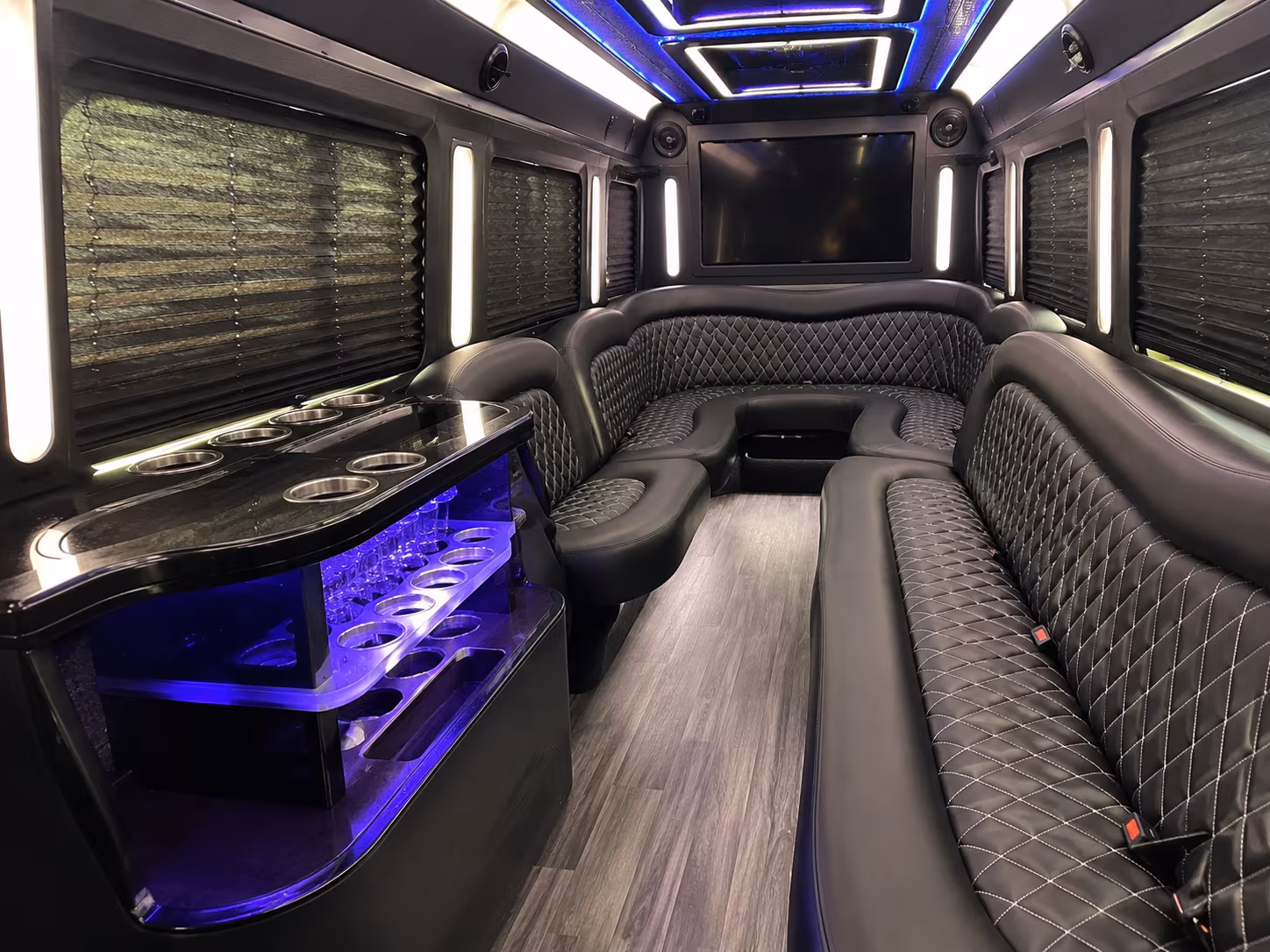 Irvine Private Event Transportation party bus exterior