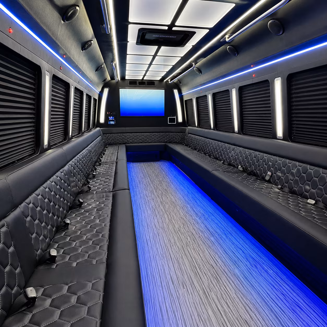 Irvine Sporting Event Transportation party bus interior