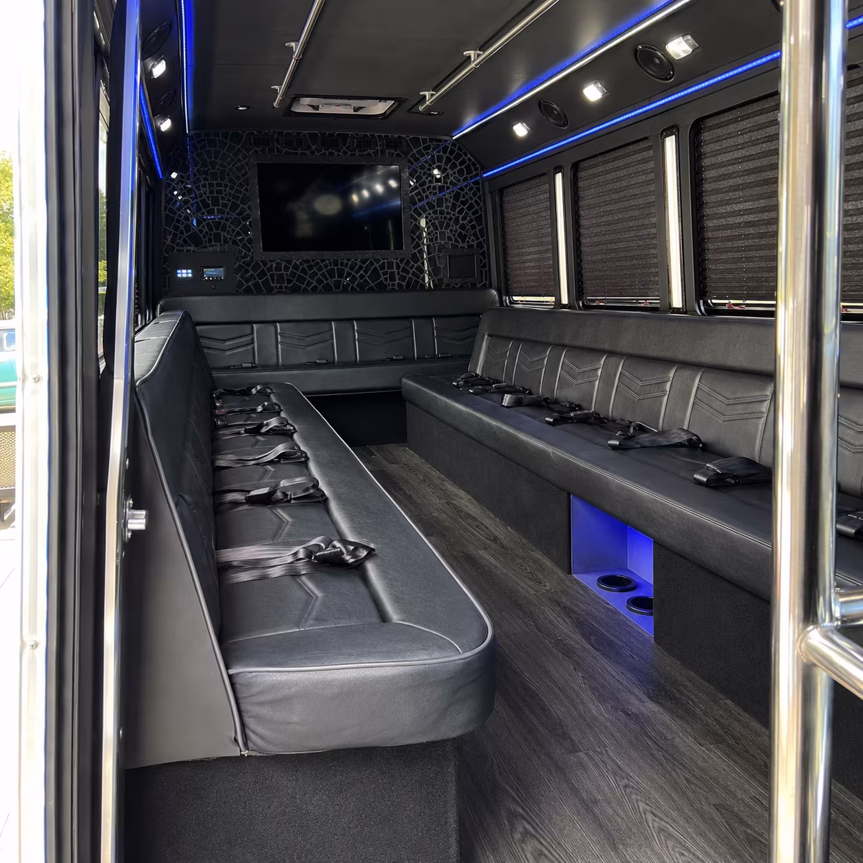 Irvine Wedding Transportation party bus exterior