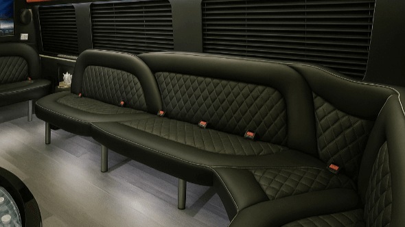 Interior of Charter Bus Company Orange's 14 Passenger Sprinter Limousine in Orange