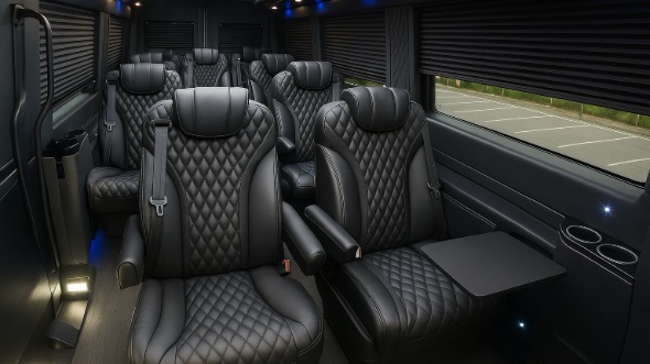 Interior of Charter Bus Company Irvine's 15 Passenger Mini Bus in Irvine