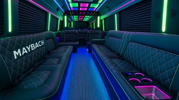 Interior of Charter Bus Company Laguna Niguel's 25 Passenger Party Bus in Laguna Niguel