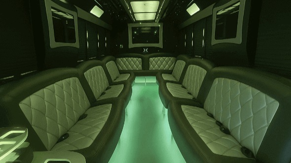 Interior of Charter Bus Company Lake Forest's 30 Passenger Party Bus in Lake Forest
