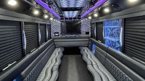 Interior of Charter Bus Company Newport Beach's 30 Passenger Party Bus in Newport Beach