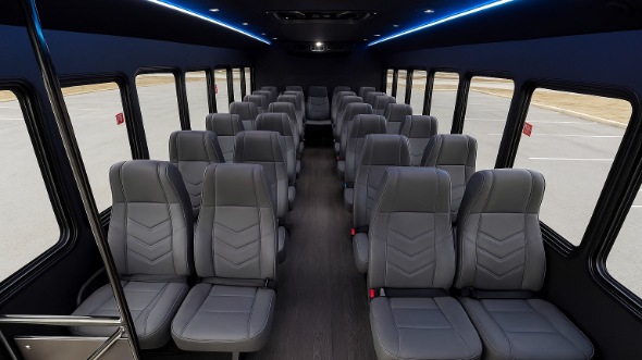 Interior of Charter Bus Company Irvine's 35 Passenger Mini Bus in Irvine