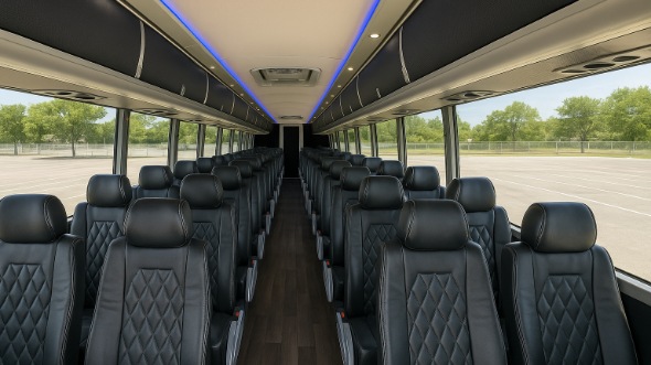 Interior of Charter Bus Company Irvine's 55 Passenger Charter Bus in Irvine