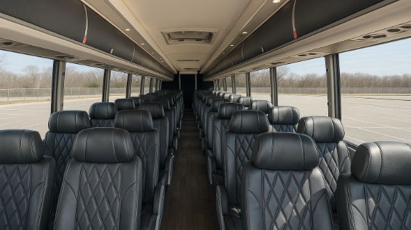 Interior of Charter Bus Company Irvine's 56 Passenger Charter Bus in Irvine
