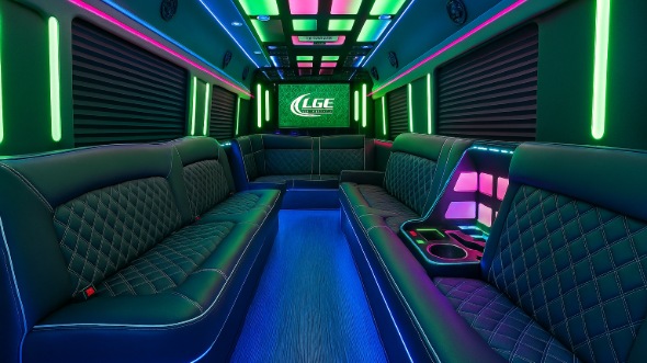 irvine 30 passenger party bus inside